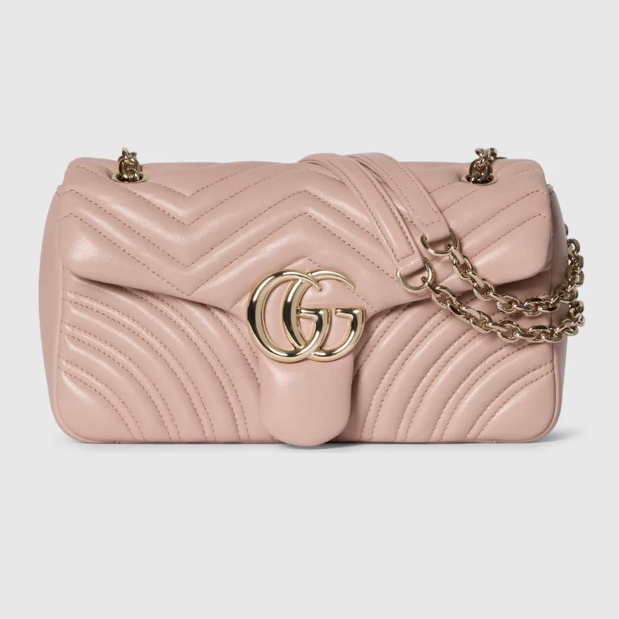 Gucci Marmont Medium Shoulder Bag / Pink Beige Light Gold Hardware - Image 5