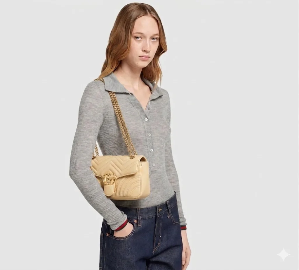 Alternative view of Gucci Marmont Medium Shoulder Bag / Light Yellow Gold Hardware