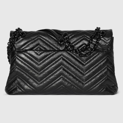 Gucci Marmont Medium Shoulder Bag / Black Tonal Enameled Hardware - Image 8