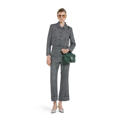 Gucci Marmont Medium Shoulder Bag / Green Light Gold Hardware - Image 4