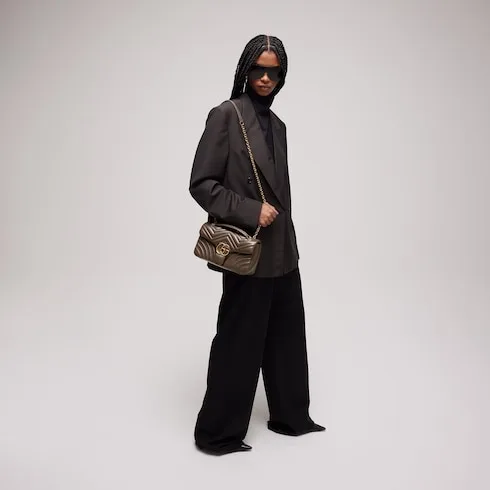 Alternative view of Gucci Marmont Medium Shoulder Bag / Dark Taupe Gold Hardware