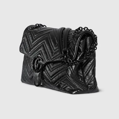 Gucci Marmont Medium Shoulder Bag / Black Tonal Enameled Hardware - Image 7