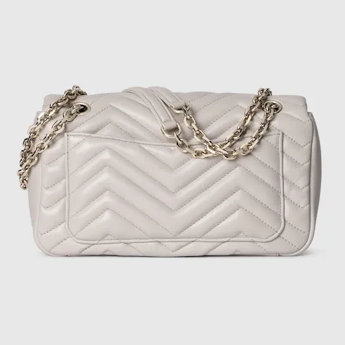 Gucci Marmont Medium Shoulder Bag / Light Grey Light Gold Hardware - Image 7