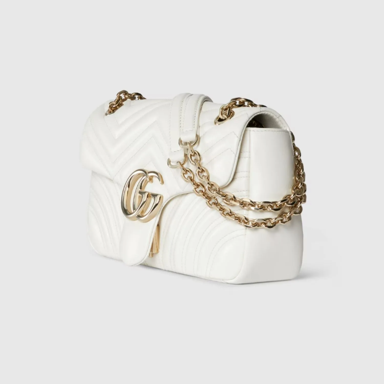 Gucci Marmont Medium Shoulder Bag / White Gold Hardware - Image 4