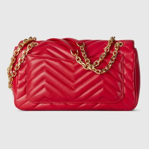 Gucci Marmont Medium Shoulder Bag / Bright Red Gold Hardware - Image 7