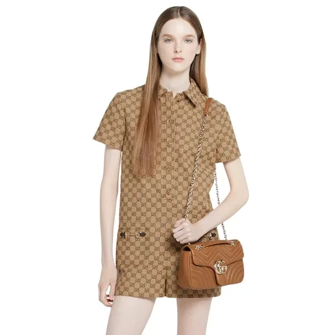 Gucci Marmont Medium Shoulder Bag / Brown Light Gold Hardware - Image 4