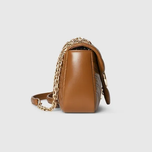 Gucci Marmont Medium Shoulder Bag / Brown Light Gold Hardware - Image 7