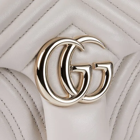 Gucci Marmont Medium Shoulder Bag / Light Grey Light Gold Hardware - Image 9