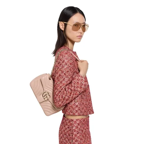 Alternative view of Gucci Marmont Medium Shoulder Bag / Pink Beige Light Gold Hardware
