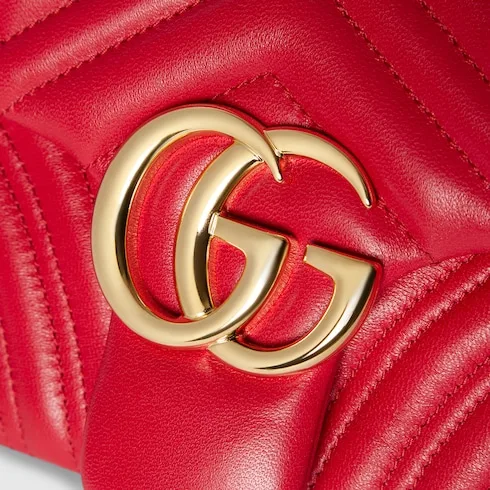 Gucci Marmont Medium Shoulder Bag / Bright Red Gold Hardware - Image 9