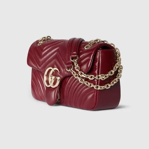 Gucci Marmont Medium Shoulder Bag / Rosso Ancora Red Light Gold Hardware - Image 6