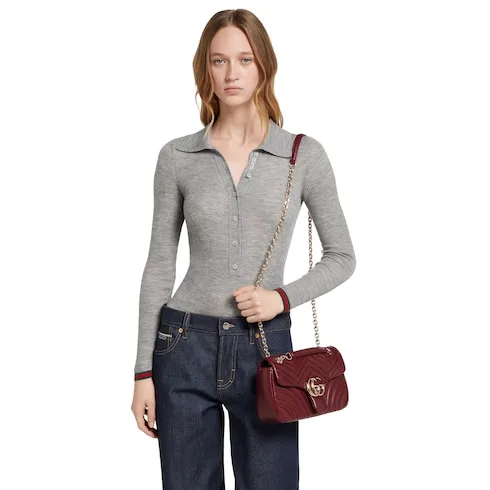 Gucci Marmont Medium Shoulder Bag / Rosso Ancora Red Light Gold Hardware - Image 3