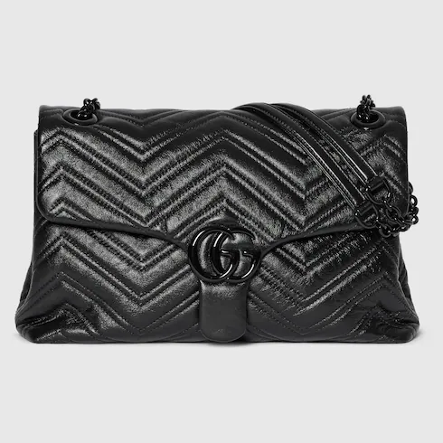 Gucci Marmont Medium Shoulder Bag / Black Tonal Enameled Hardware - Image 5