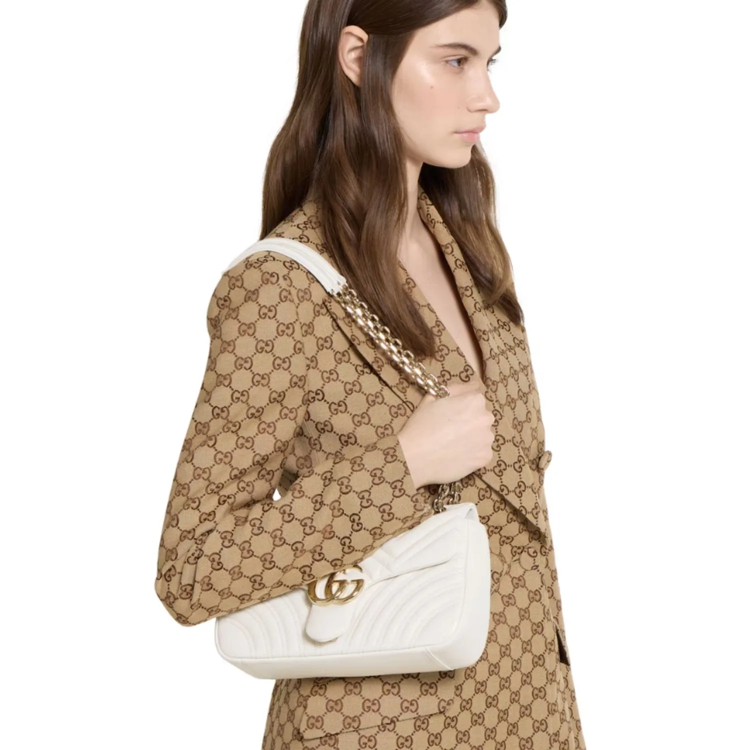 Alternative view of Gucci Marmont Medium Shoulder Bag / White Gold Hardware