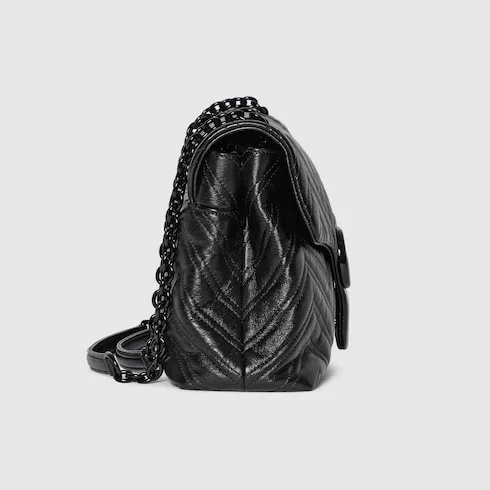 Gucci Marmont Medium Shoulder Bag / Black Tonal Enameled Hardware - Image 6