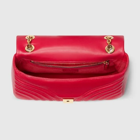 Gucci Marmont Medium Shoulder Bag / Bright Red Gold Hardware - Image 8
