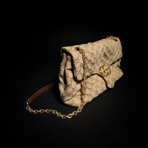 Gucci Marmont Medium Shoulder Bag / Sand/ Dark Brown Gold Hardware - Image 6