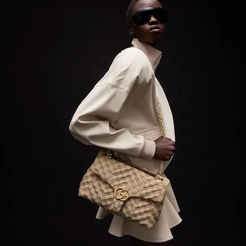 Alternative view of Gucci Marmont Medium Shoulder Bag / Sand/ Dark Brown Gold Hardware