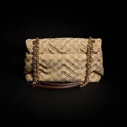Gucci Marmont Medium Shoulder Bag / Sand/ Dark Brown Gold Hardware - Image 7