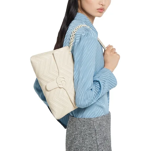 Alternative view of Gucci Marmont Medium Shoulder Bag / Ivory Tonal Enameled Hardware