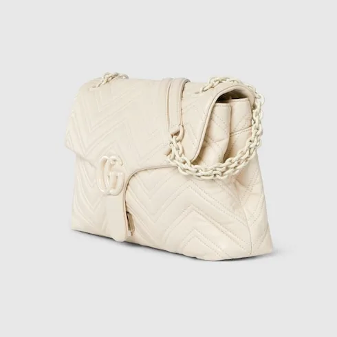 Gucci Marmont Medium Shoulder Bag / Ivory Tonal Enameled Hardware - Image 7