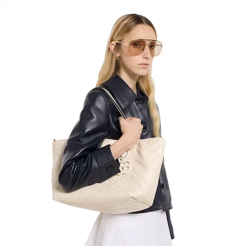 Alternative view of Gucci Marmont Medium Tote Bag / Ivory Tonal Enameled Hardware