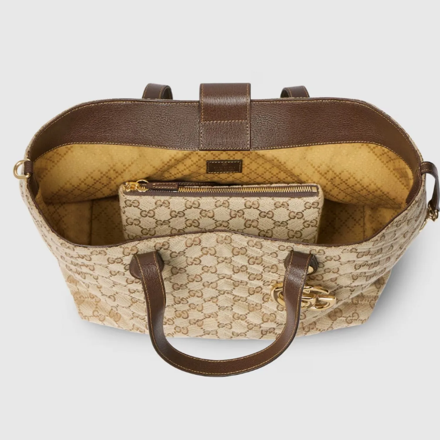 Gucci Marmont Medium Tote Bag / Sand/ Dark Brown Gold Hardware - Image 5