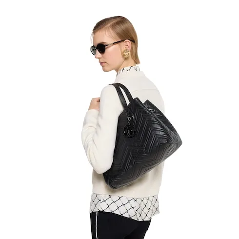 Gucci Marmont Medium Tote Bag / Black Tonal Enameled Hardware - Image 3