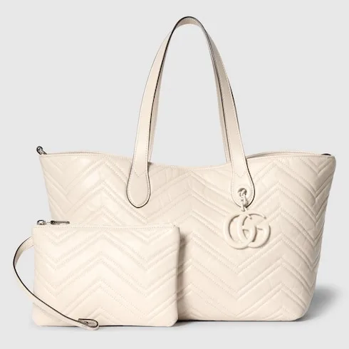 Gucci Marmont Medium Tote Bag / Ivory Tonal Enameled Hardware - Image 4