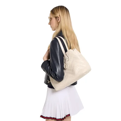 Gucci Marmont Medium Tote Bag / Ivory Tonal Enameled Hardware - Image 3