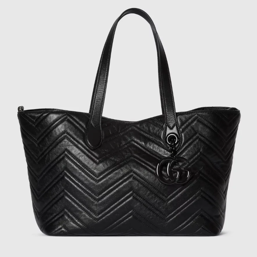 Gucci Marmont Medium Tote Bag / Black Tonal Enameled Hardware - Image 5
