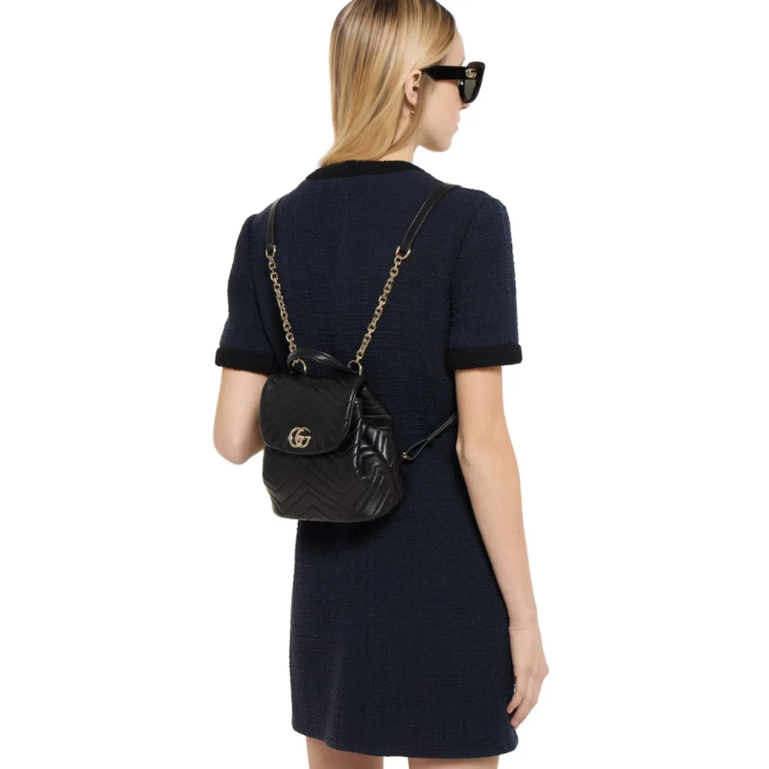 Gucci Marmont Mini Backpack / Black Gold Hardware - Image 2