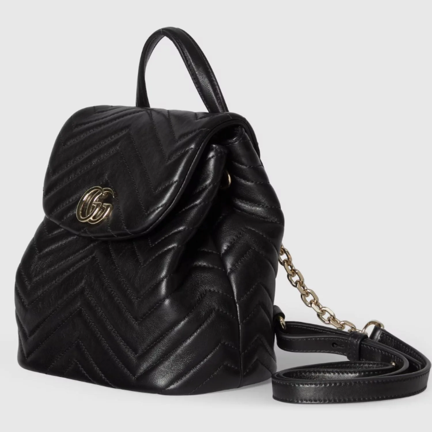 Gucci Marmont Mini Backpack / Black Gold Hardware - Image 4