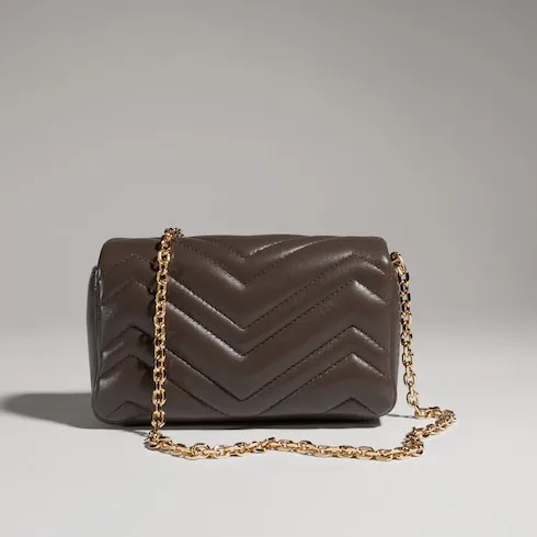 Gucci Marmont Mini Shoulder Bag / Dark Taupe Gold Hardware - Image 7