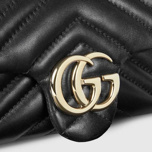 Gucci Marmont Mini Shoulder Bag / Black Gold Hardware - Image 8