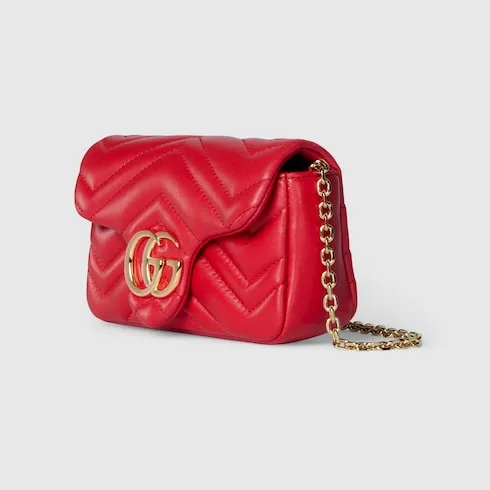 Gucci Marmont Mini Shoulder Bag / Bright Red Gold Hardware - Image 4