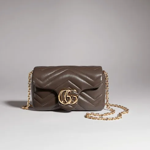Gucci Marmont Mini Shoulder Bag / Dark Taupe Gold Hardware - Image 4