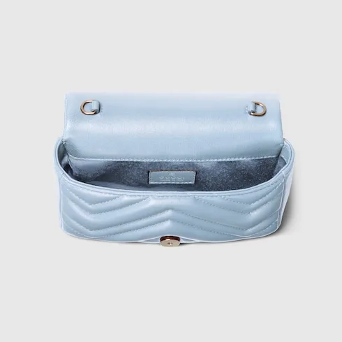 Gucci Marmont Mini Shoulder Bag / Light Blue Palladium Hardware - Image 8