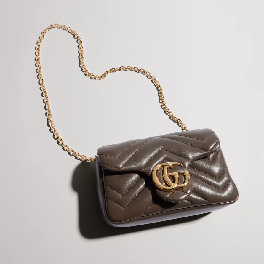 Gucci Marmont Mini Shoulder Bag / Dark Taupe Gold Hardware - Image 5