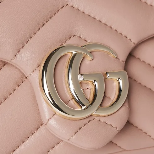Gucci Marmont Mini Shoulder Bag / Pink Beige Gold Hardware - Image 7