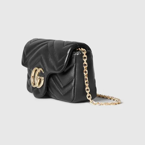 Gucci Marmont Mini Shoulder Bag / Black Gold Hardware - Image 5