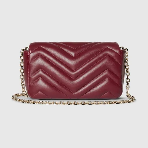 Gucci Marmont Mini Shoulder Bag / Rosso Ancora Red Gold Hardware - Image 6