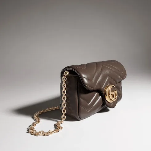Gucci Marmont Mini Shoulder Bag / Dark Taupe Gold Hardware - Image 6
