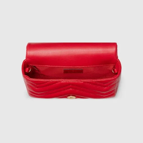 Gucci Marmont Mini Shoulder Bag / Bright Red Gold Hardware - Image 5