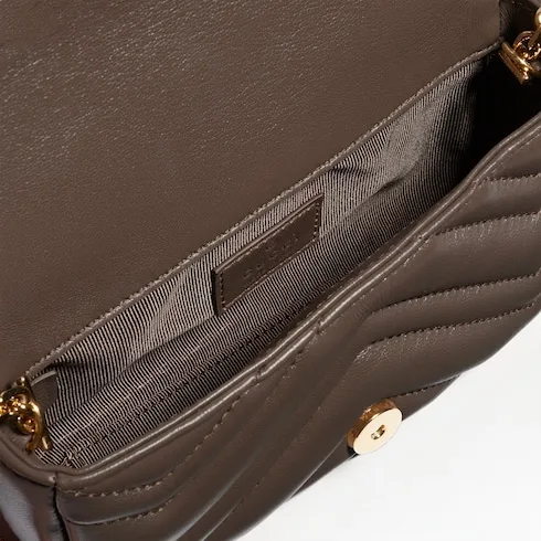 Gucci Marmont Mini Shoulder Bag / Dark Taupe Gold Hardware - Image 8