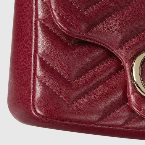 Gucci Marmont Mini Shoulder Bag / Rosso Ancora Red Gold Hardware - Image 7