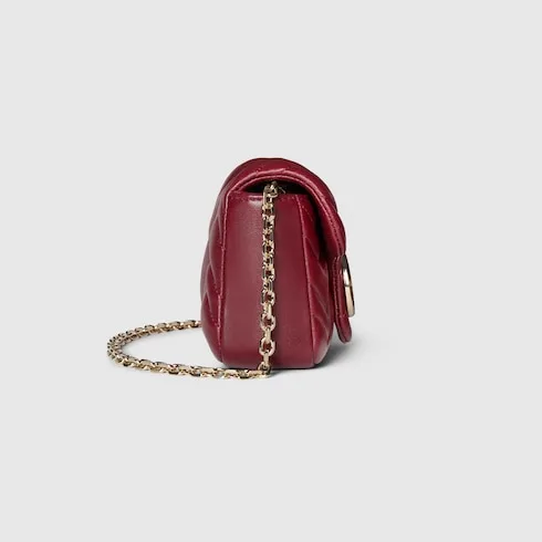 Gucci Marmont Mini Shoulder Bag / Rosso Ancora Red Gold Hardware - Image 5