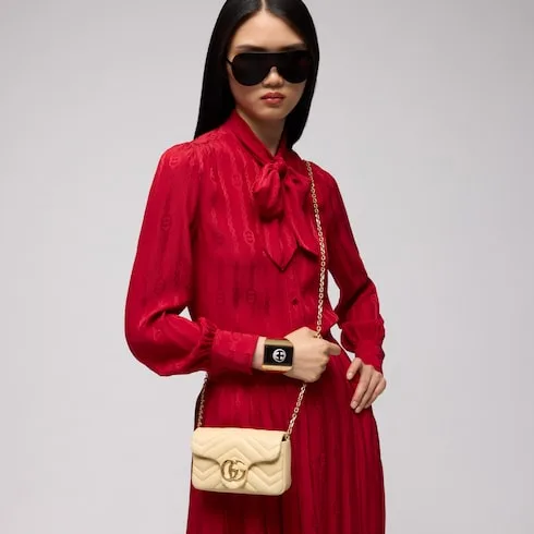 Gucci Marmont Mini Shoulder Bag / Light Yellow Gold Hardware - Image 3