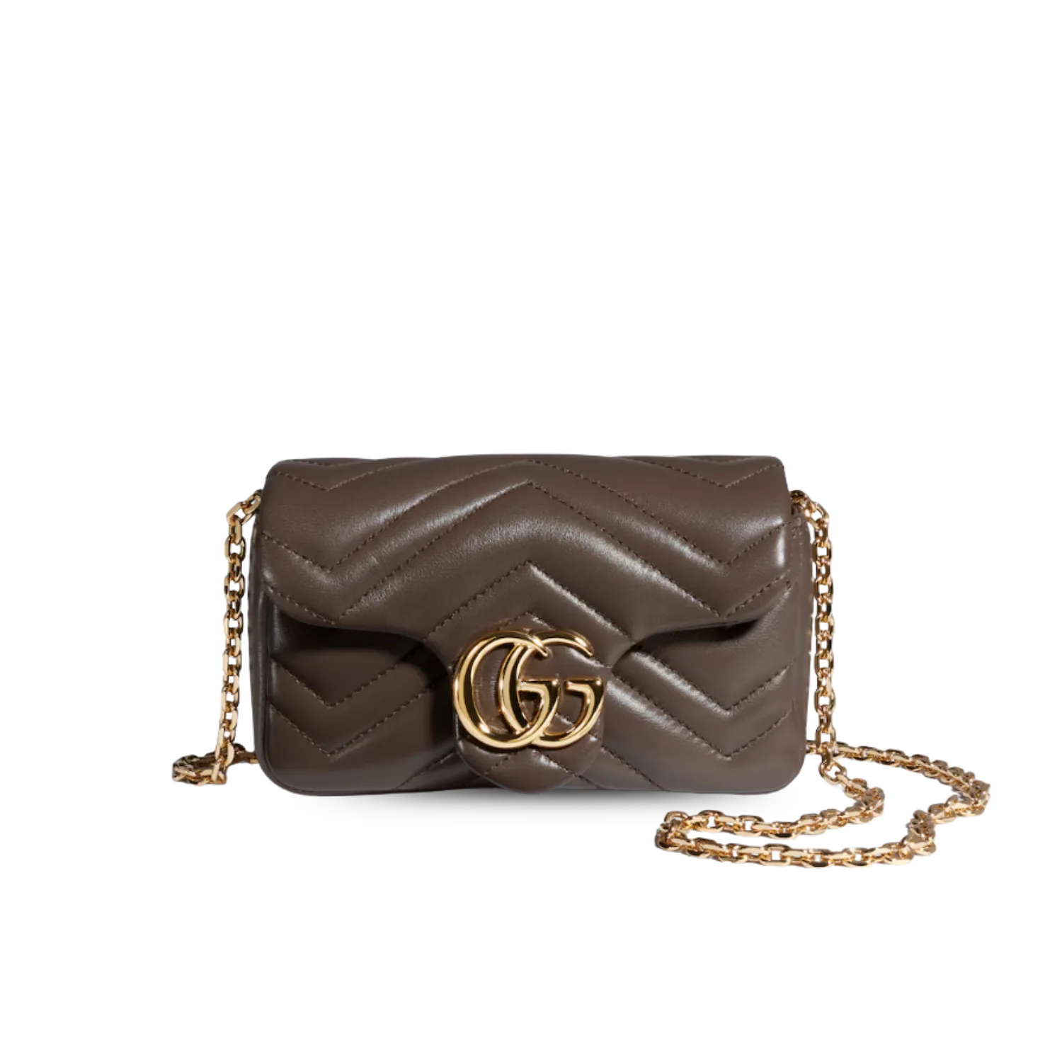 Gucci Marmont Mini Shoulder Bag / Dark Taupe Gold Hardware