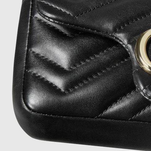 Gucci Marmont Mini Shoulder Bag / Black Gold Hardware - Image 9